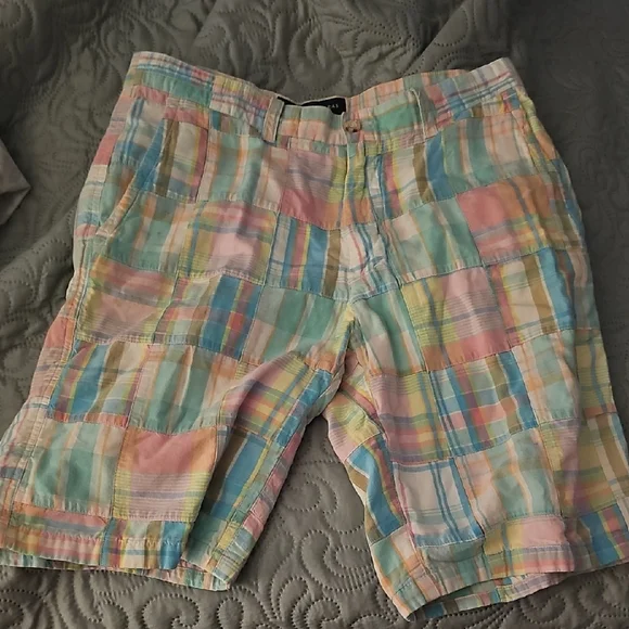 Cape Madras Maine Pastel Colorful Patchwork Bermuda Shorts - Picture 1 of 5